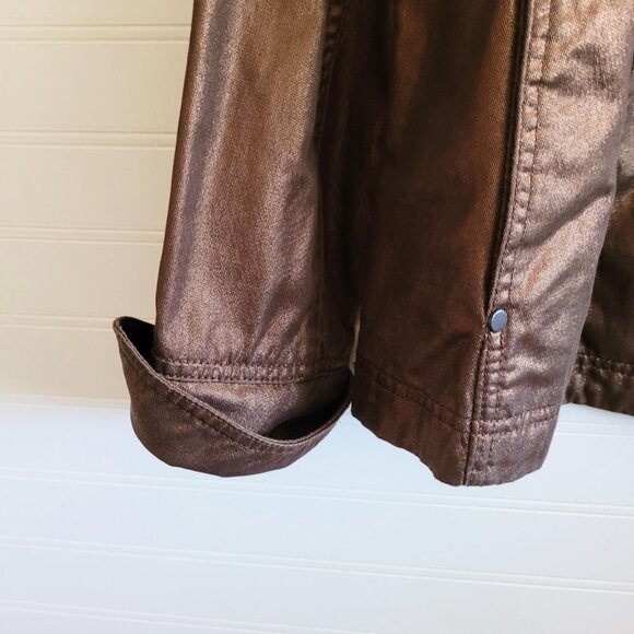 Coldwater Creek Womens Jacket Plus Size 18W Bronze Metallic Pockets Cotton Snaps - Picture 6 of 9